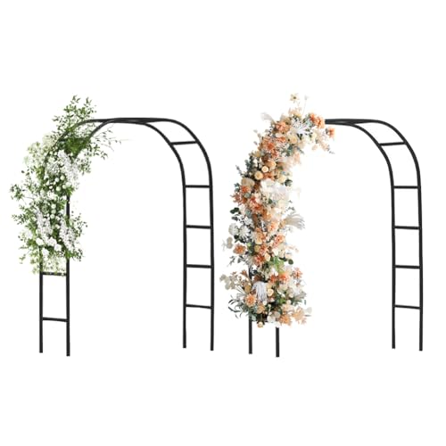 Newsmarts 2 PCS Garden Arc Metal Arbor for Outdoor Wedding Party Climbing Plants Decoration Frame 7.9FT Black