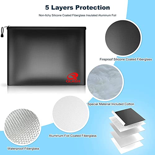 Large Fireproof Document Bag 13.4X 9.4, Upgrade 2200°F Fire Protection And Water Resistant Money Bag With Zipper For Important A4 Paper File, Birth Certificate,Cash,Battery And Ipad Fire Safe #TOP3