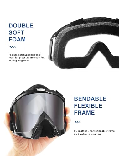 Image of 2Pcs Dirt Bike Goggles Motocross Motorcycle ATV Riding Dustproof Windproof Off Road Racing MX Four Wheeler Goggles
