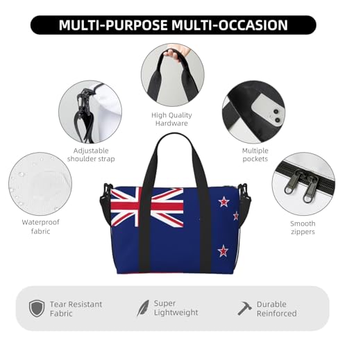 New Zealand Flag Versatile Personal Item Travel Bags for Women - Spacious Duffel Bags for Traveling, Gym Bags for Men4