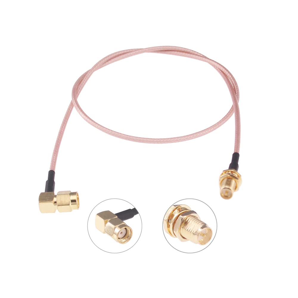 RFaha 2pcs RF Coaxial Coax Assembly RP-SMA Male Right Angle to RPSMA Female 50cm 20in Wifi Antenna Extension Cable(F125-2) - Image 3