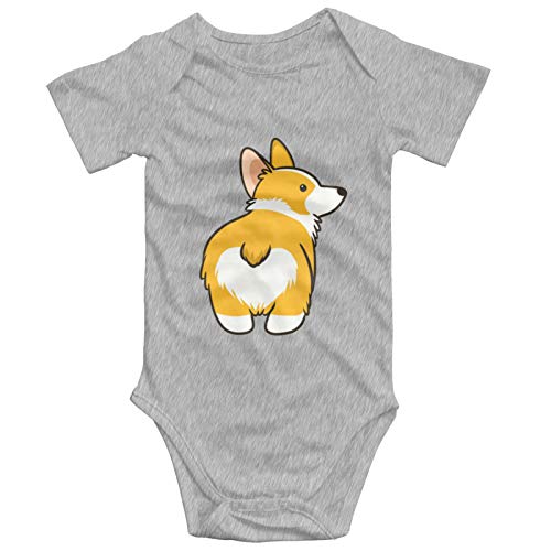 Image of PIOKNGY Corgi Baby Short Sleeve Cute Romper Bodysuit Summer Outfit Clothes Gray 6 Months