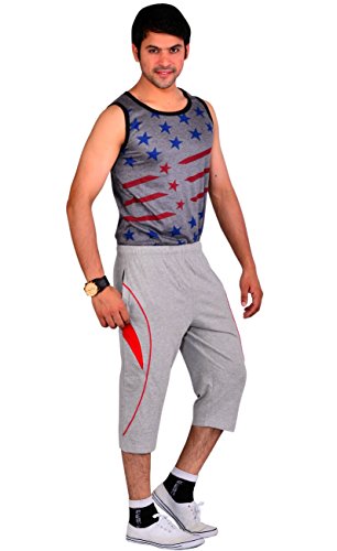 Image of Vego Mens Cotton Three By Fourth, 3 /4, Capri, Three Quarter Grey Regular