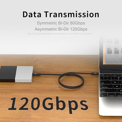 Image of 80Gbps USB4 Cable for Thunderbolt 5, 3.3FT Braided USB C to USB C Cable, Up to 120Gbps Bandwidth, 240W PD3.1 Charging, 16K /8K Display, Compatible with Thunderbolt 4 /3, MacBook, iPhone17, SSD, Docking