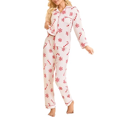 Ensemble de pyjama imprimé à manches longues en soie satin de Noël