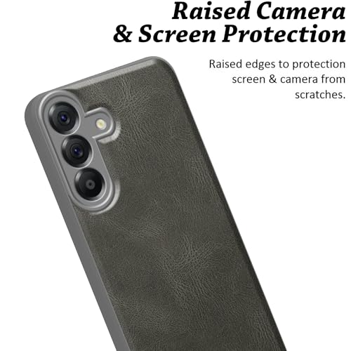 Image of amazon basics Back Cover for Samsung Galaxy A56 5G | Ultra Slim Soft Rubberised Case | Oil Feel Soft Leather Back | Camera Protection - Gray