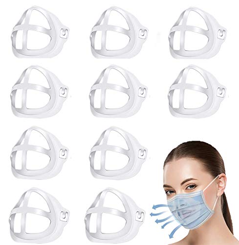 Mask Brackets 10PCS, Silicone Face Mask Bracket Set for Comfortable Mask Wearing - Strong Plastic 3D Mask Internal Insert Support Frame - Washable, Recyclable Mask Breathing Spacer Guard Set