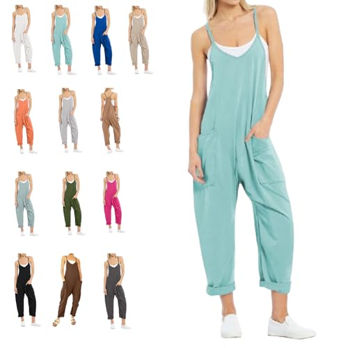 Genérico Mono De Maternidad Lahloya, Mameluco De AlgodóN, Monos De Maternidad, Jersey De Maternidad Con Bolsillos (Lago verde,L)