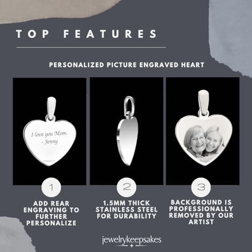 Personalized Picture Engraved Heart Pendant with 20" Chain4