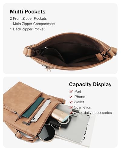 Image of MASINTOR Crossbody Purses for Women, Multi Pocket Casual Crossbody Bag, Adjustable Strap Shoulder Bag with Tassel