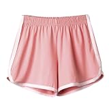 BOTCAM Pantaloncini corti da donna, in cotone, a righe, sportivi, in tessuto, elasticizzati, per jogging, fitness, yoga, corsa, da spiaggia, Rosa7, S