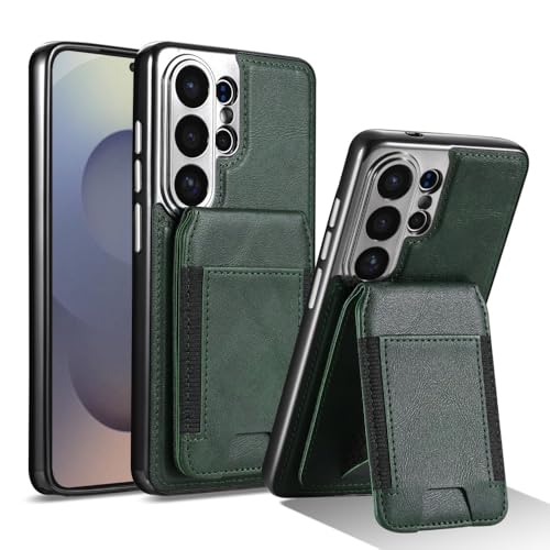 Housse en cuir Samsung S26 Ultra vert, protection luxe à rabat