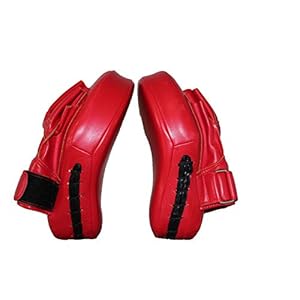 Sports Boxing Curved Focus Leather Focus Boxing Gloves Mitts for Training Pair for Women and Men MMA, Kickboxing, Muay Thai Sparring (Red)
