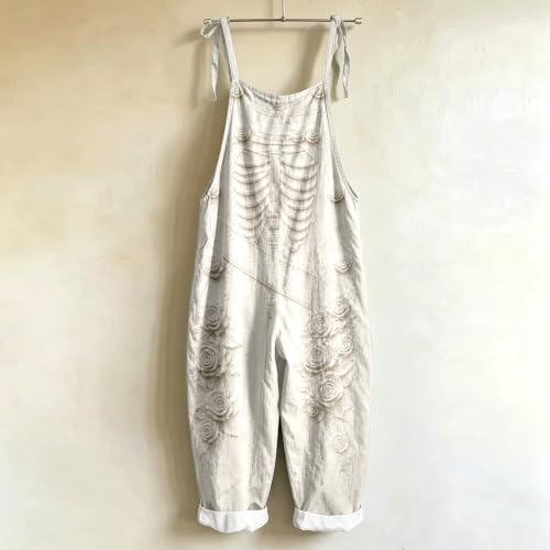 Qaezyco Women Halloween Costumes,Halloween Overalls For Women Skeleton Graphic Loose Fit Romper Pants 2026 Fall Winter Casual Work Walk Jumpsuit(09_White,Medium) - image 2