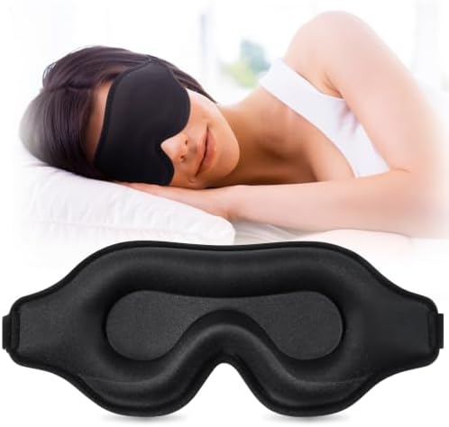 3D-Schlafmaske mit Ohrstöpseln - Lichtdichte & Bequeme Augenmaske für Herren & Damen, Ideal für Flugzeug, Reise & Seitenschläfer, Schwarz