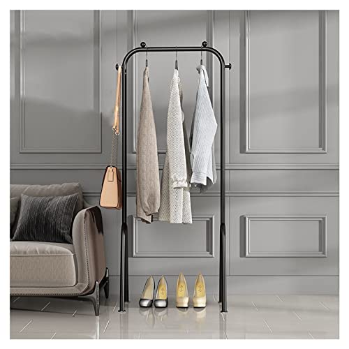 Przenośny metalowy wieszak na ubrania z dolną półką Sto – wykwintny stojak na ubrania do przedpokoju i sypialni uporządkowane szyny 60 cm czarny design idealny do suszenia ubrań i nizat.