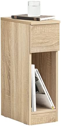 SoBuy Narrow Nightstand with Drawer and Shelf Side Table Nightsta...