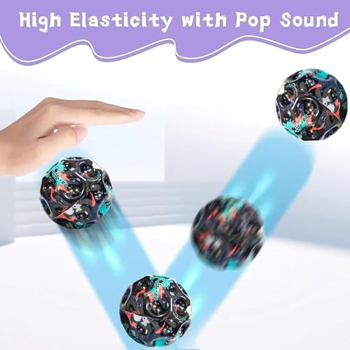Image of Moon Ball High Bouncing with LED Light for Kids Adults Pets Easy Grip Sports Space Ball with Craters Indoor Outdoor Toy Helps in Hand Eye Coordination Stress Relief - Mix Color (Pack of 2)