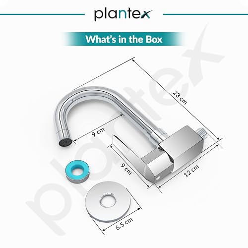 Image of Plantex Kitchen Sink Tap with Water Saving Nozzel /Wall Mount Sink Tap for Kitchen Basin with 360 Swivel Spout (Celesiya-1247)