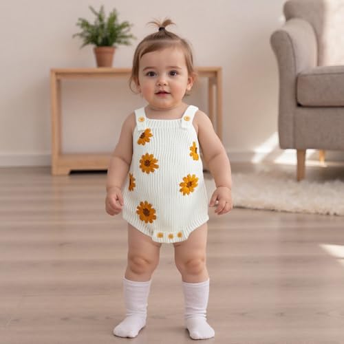 Baby Girl Winter Clothes Newborn Knit Sweater Romper Flower Knitted Onesie Top Cute Infant Fall Overalls Outfits3