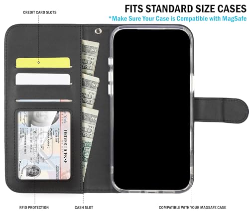 Nakedcellphone Magnetic Wallet for iPhone 17 Pro Max Case - Black Leather - image 8