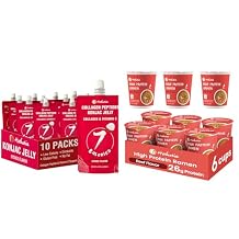 Hethstia Lychee Konjac Jelly Drinkable Pouch 10 Pack + Hethstia High Protein 26g Ramen Cup Noodles 6 Count, Sugar Free Fruit Snack with Plant-Based Vegan Instant Noodle, Low Sugar Low Fat