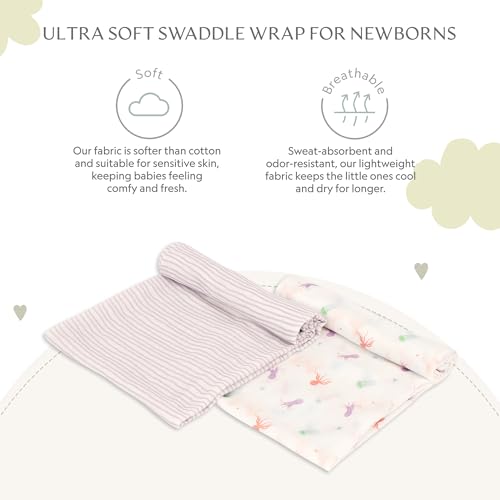 Image of Muslin Baby Swaddle - Breathable Receiving Blankets for Newborn Baby, 70% Viscose derived from Bamboo, 30% Spandex, Imported