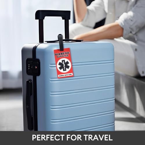 2 Pack Diabetic Supplies ID Tag for Insulin & Medical Equipment, Durable Type 1 Diabetic Supplies Luggage Tag for Suitcases, Bags & Travel Cases3