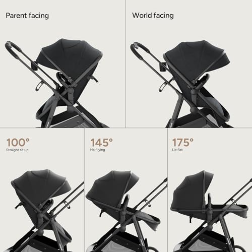 Image of Mompush Wiz 2 in 1 Baby Stroller with Infant Pramette Mode, One Hand Fold Convertible Newborn to Toddler Stroller with Reversible Seat and Large UPF 50+ Canopy