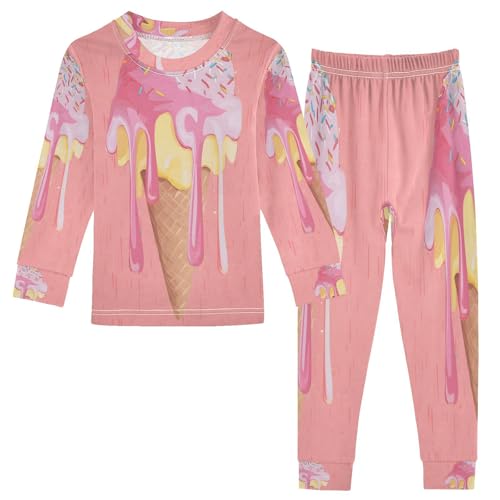 ALAZA Hipster Ice Cream 3D 2 Piece Pajama Set Long Sleeve Top and Pants Sleepwear Unisex