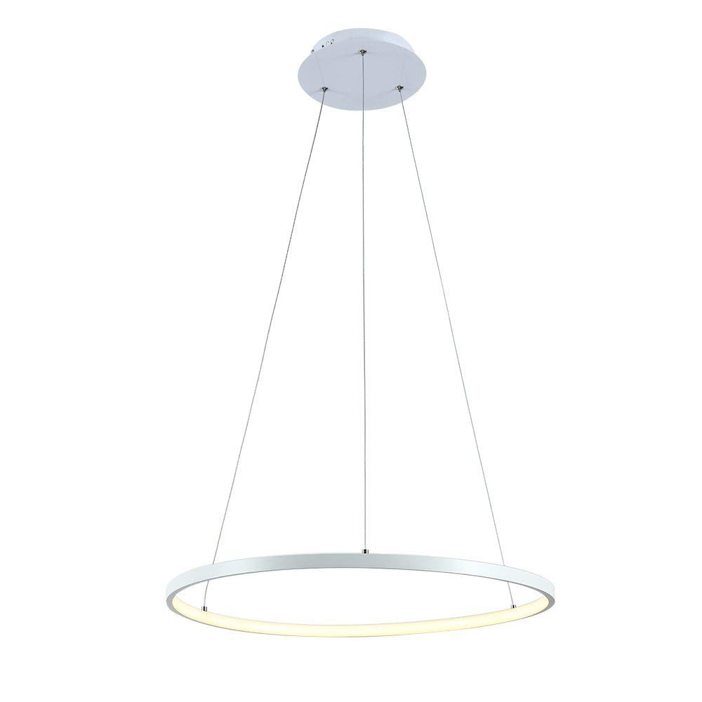KXEcoLife LED Pendant Light Fixture Modern Round Ceiling Lighting Indoor Chandelier Contemporary Lamp (White Light, 3 Ring White 40cm 60cm 80cm) Comfortable Anniversary