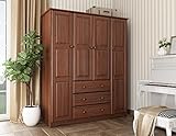 Palace Imports 100% Solid Wood Family Wardrobe/Armoire/Closet, Mocha. 3 Clothing Rods Included. NO Shelves Included. Optional Shelves Sold Separately. 60.25' w x 72' h x 20.75' d