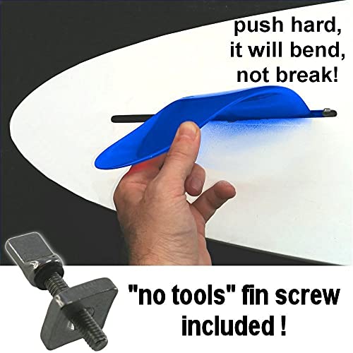 Sarusurf 8" Us Box Center Fin Safety Flex Soft Replacement For Longboard Sup Stand Up Paddleboard River Surf Whitewater Airsup Air7 Skeg With Free 'No-Tool' Fin Screw (Semi Transparent Blue) #TOP2