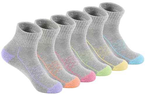 Hepsibah Womens Ankle Athletic Socks Cotton Thick Cushioned Low Cut Running Socks 6 Pack Color Grey 6Pack Size US Shoe Size 9-11