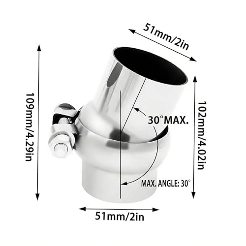 2 Inch 25-30 Degree Adjustable SS304 Stainless Steel Bend Tube Exhaust Elbow Pipe for Car Customized Modified Exhaust System by Bielpord - Used condition - Image 5