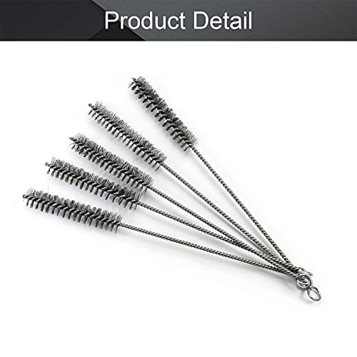 Image of Wire Tube Brushes, Stainless Steel, 0.8-inch Diameter, 12-inch Long,10pcs | Bottle Bristle Cleaning, Spiral Power Pipe Brush, Long-Handle Cleaner, For Auto Parts, Bottles, Tubes, Keyboards, Glass