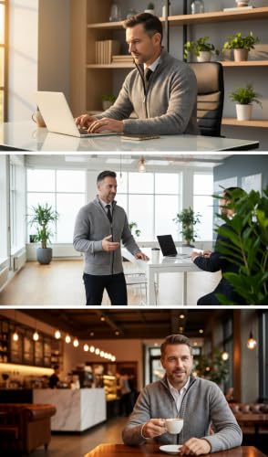 Image of Vcansion Men's Classic Cardigan Sweaters Stand Collar Slim Fit Casual Knitted Sweater