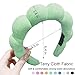 AOENJIE Spa Headbands for Washing Face or Makeup, Sponge Bubble Skincare Headbands, Puffy Terry Cloth Hairband for Women, Skin Care Makeup Headwear Hair Accessories for Girls (Green)