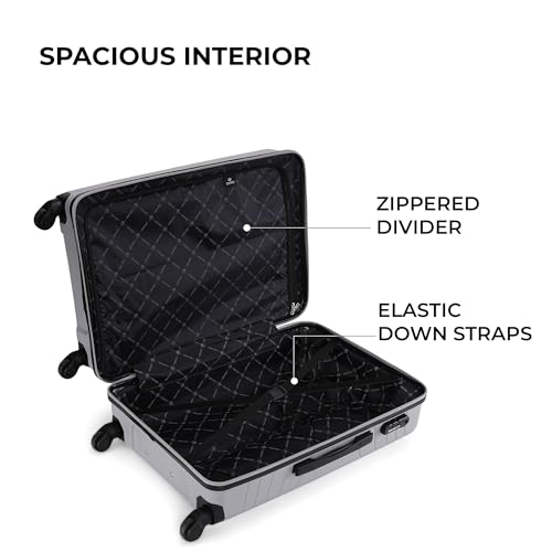 Image of Stony Brook by Nasher Miles Crescent Hard-Sided Polypropylene Check-in Luggage Silver Grey 24 inch |65cm Trolley Bag