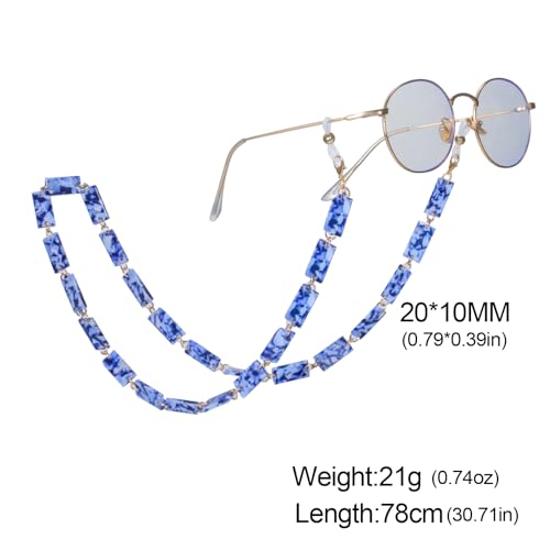 Image of kkjoy Acrylic Glasses Chain Colourful Squares Beach Holidays Sunglasses Holder Strap Eyeglass Lanyards for Women Men