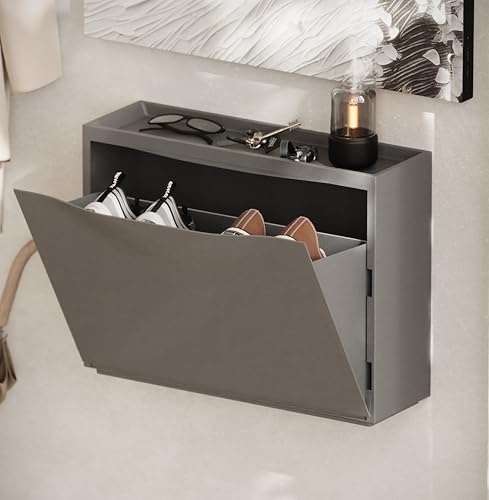 Image of Amazon Basics Stackable Wall Mount Storage Organizer - 1 Tier, Polypropylene Storage for Shoes, Toys, Books, Closet & Entryway, Multi-Purpose (51L x 15.5W x 38.5H cm), Grey