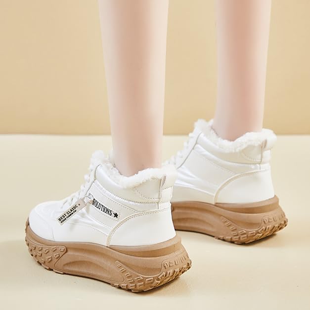 Womens Snow Boots Warm Winter Boots Ladies Fur Lined Ankle Boots Lace Up Outdoor Boots Anti-Slip Sneakers Waterproof Walking Shoes