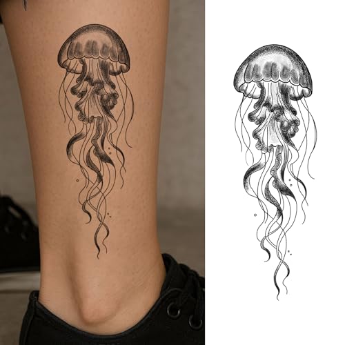WEEKINK Jellyfish Temporary Tattoos for Women – 2-Piece Semi-Permanent Ocean
