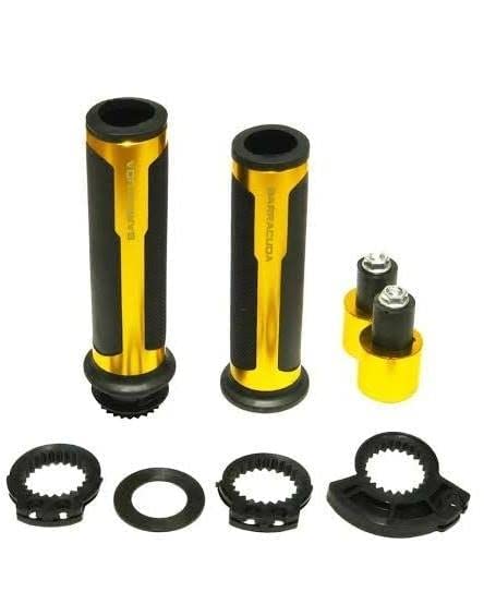 Barracuda Handle Grip with Metal Handlebar Ends with Aluminum Insert for Bikes Handle Bar Grip Universal for Bike (Pack of 2) (Golden)
