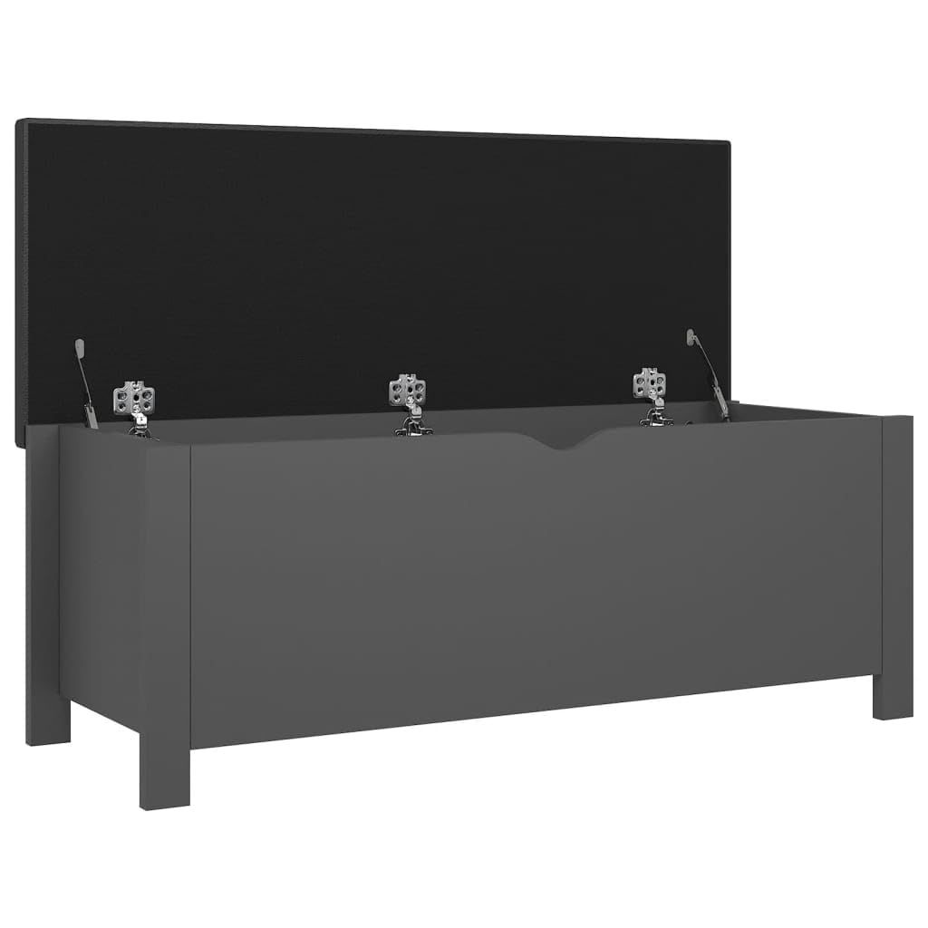 Caja de almacenaje con cojín gris, baúl de madera 105 x 40 x 45 cm, banco con tapa y espacio de almacenamiento, organizador para salón, dormitorio, pasillo, habitación infantil, ordenada