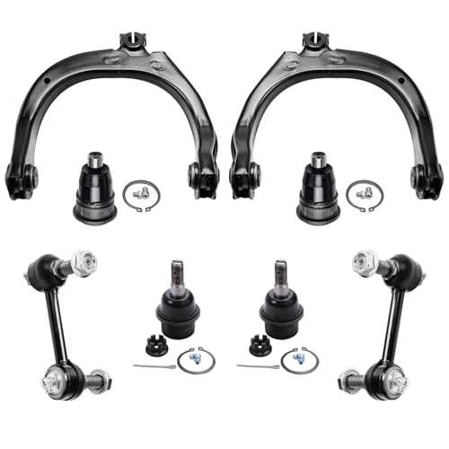 Image of Detroit Axle - 8pc Front End Suspension Kit for Chevy Trailblazer EXT SSR GMC Envoy XL XUV Buick Rainier Isuzu Ascender 2 Upper Control Arms 4 Upper & Lower Ball Joints 2 Sway Bar Links Replacement