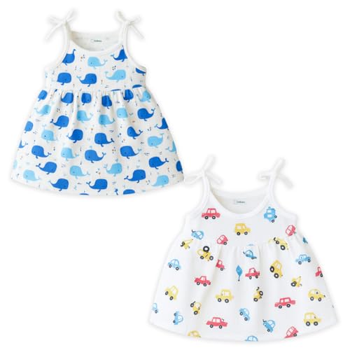 Image of Kidbea Organic Cotton Baby Girl Dresses | Muslin Frock for Girls | Soft Breathable Cute Printed Summer Wear Clothes with Tie-Up Shoulders