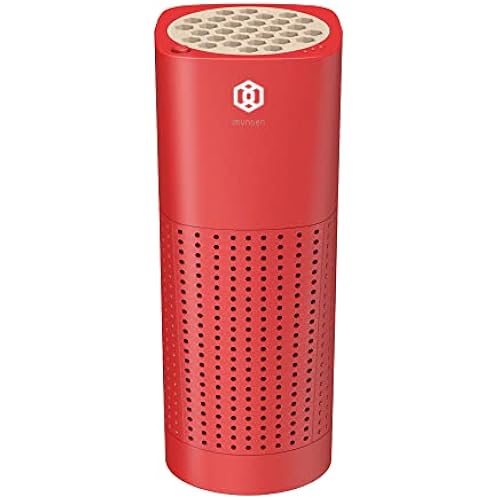 IMUNSEN M-003R True HEPA 13 Filter Air Purifier for Car, Desk, and Office with Carbon Deodorization Filter, 4-Stage Filtration, Smoke, Odors, Allergens, USB Port 5V, Made in Korea - Red