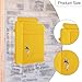 WeiLaiKeQi Wall Mounted Mailbox Drop Box with Key Wide Opening with Lock Locking Mail Box for Cards Letters Newspapers Street Outdoor, Yellow