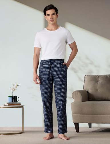 Image of Amazon Brand - Symbol mens 100% Cotton Pyjama /Lounge Pants |Regular Fit | Printed | Available in Plus Sizes